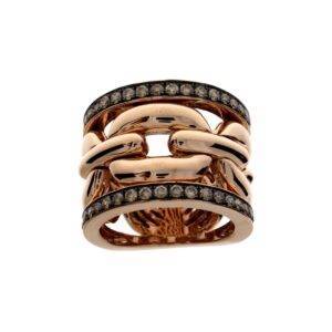 Anillo de oro rosa con brillantes brown