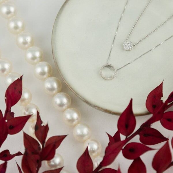 Gargantilla de oro blanco y brillantes en Joyería Suiza, modelo 19742