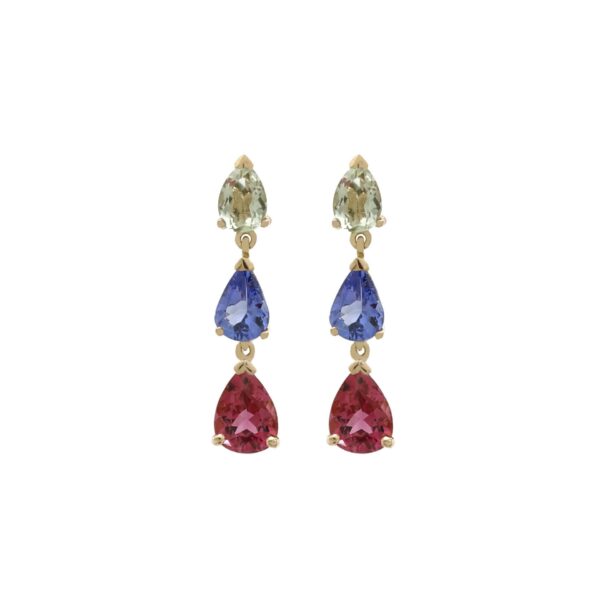 PENDIENTES PRASIOLITA, TANZANITA, TURMALINA