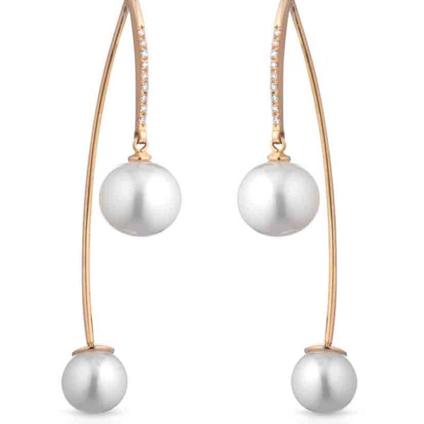 Pendientes de oro rosa con perlas y brillantes