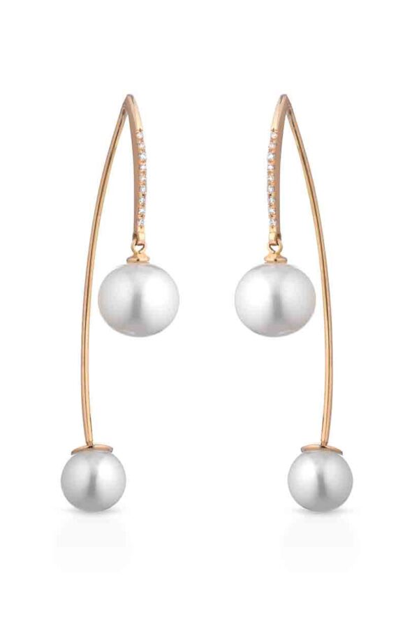 Pendientes de oro rosa con perlas y brillantes