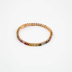 Pulsera de oro rosa con piedras semipreciosas de colores