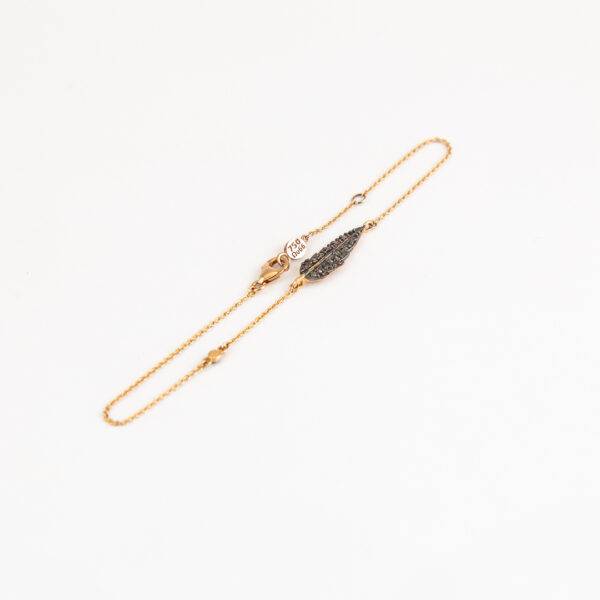 Pulsera en oro rosa con hoja de brillantes brown