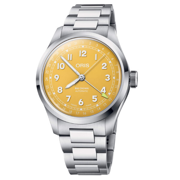 Reloj Oris Big Crown Pointer Date con esfera amarilla en Joyería Suiza Vigo