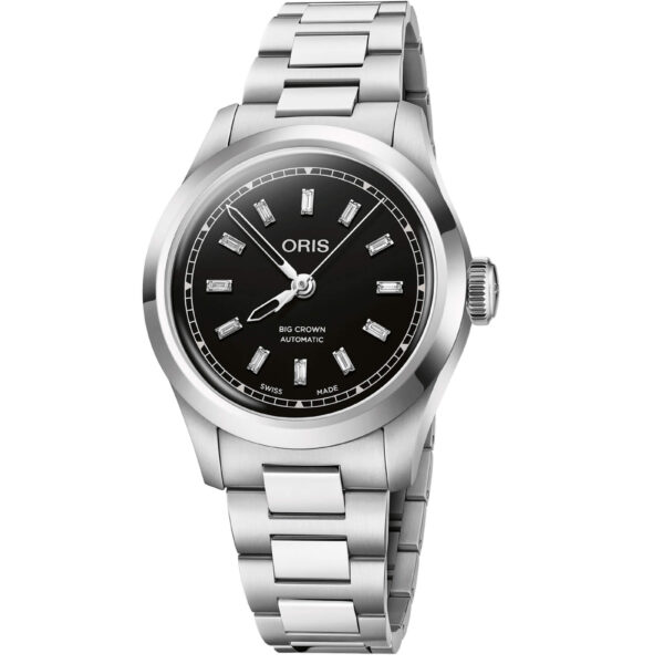 Reloj Oris Big Crown Diamonds con esfera negro brillante en Joyería Suiza Vigo