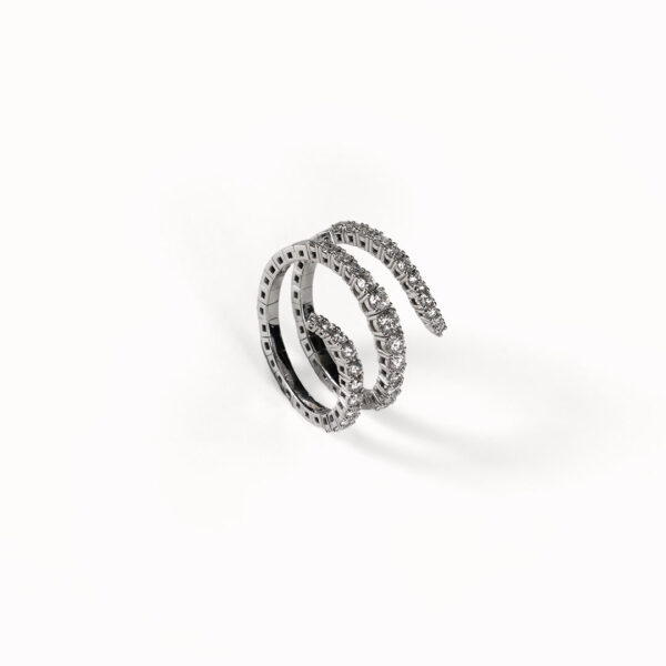 Sortija espiral de oro blanco y brillantes