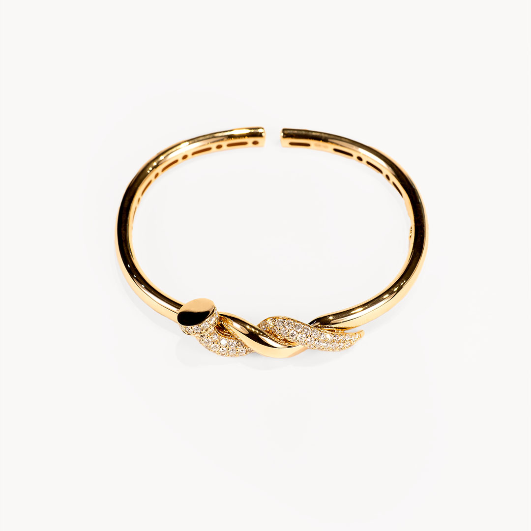 Pulsera rígida abierta con clavo de brillantes